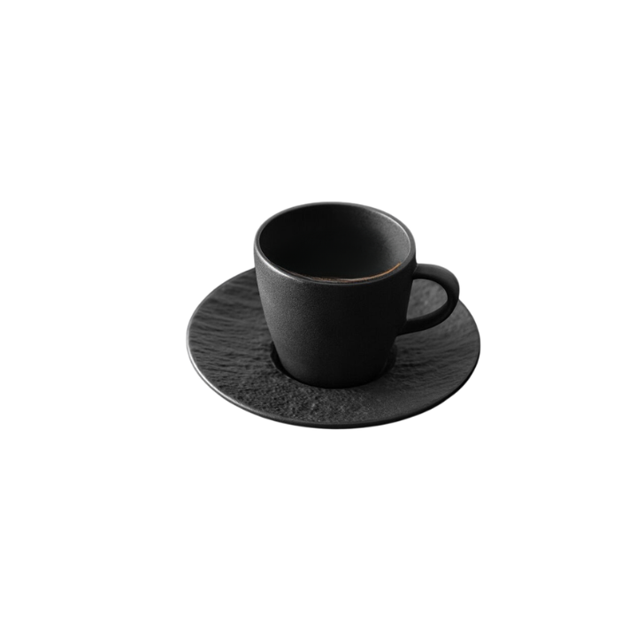 Set 6 Tazzine Caffè con Piattino MANUFACTURE ROCK Nero