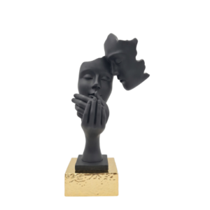 Scultura COPPIA FACE Grande Nera e Oro